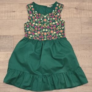 Cherokee Embroidered Summer Dress Medium Green Floral